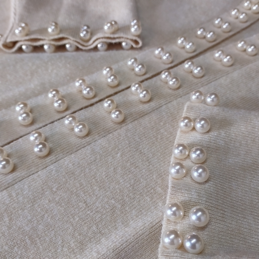 On Twelfth Sweater Cardigan Women's Cream Open Front Sweater Cardigan Size M - Picture 8 of 11